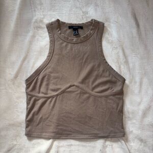 Forever 21 Beige Ribbed Crop Top